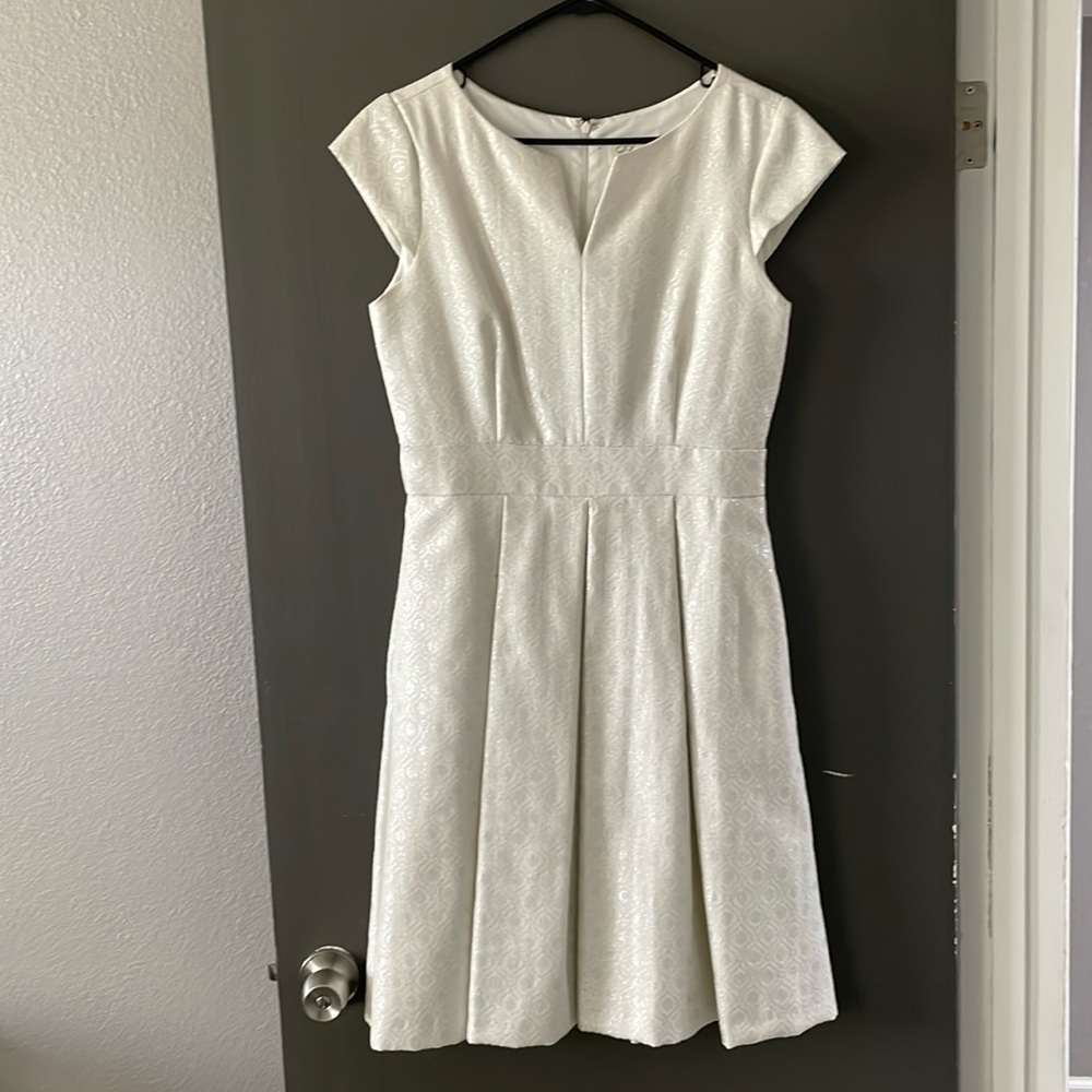 EUC Eliza J  cream white and silver dress